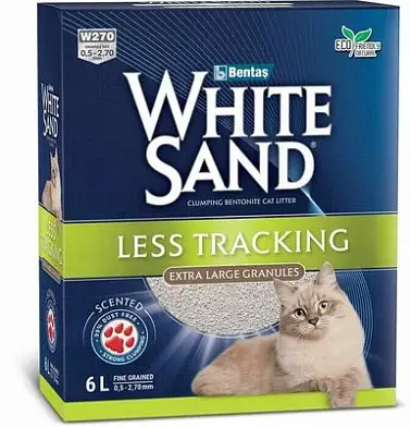 White Sand комкующийся наполнитель для кошек "Не оставляющий следов" с крупными гранулами, коробка