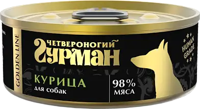 Четвероногий Гурман Golden line консервы для взрослых собак натуральная курица в желе