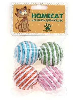 Homecat игрушка для кошек мячи веревочные гремящие