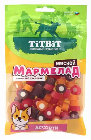 Купить titbit лакомство для собак Мармелад мясной ассорти 