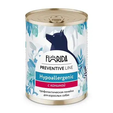 Florida Preventive Line консервы Hypoallergenic для собак "Гипоалергенные" с кониной