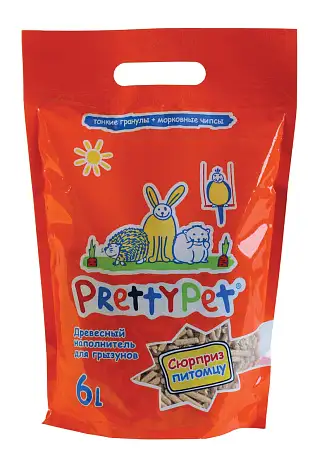 Купить pretty cat древесный наполнитель для грызунов с морковными чипсами