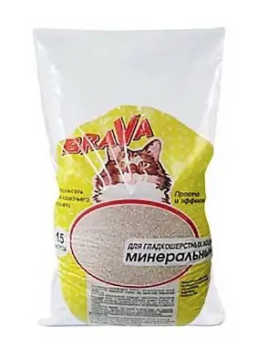 Brava Наполнитель впитывающий для гладкошерстных кошек и котят минеральный