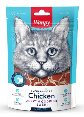 Wanpy Cat Лакомство для кошек «суши» из курицы с треской