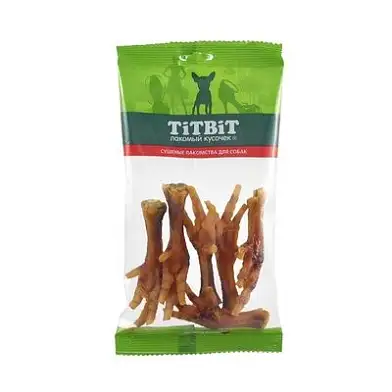 TiTBiT лакомство для собак лапки куриные вяленые - мягкая упаковка 