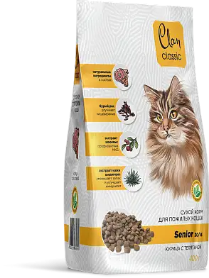 Clan Classic Senior-30/14 для пожилых кошек, курица/телятина 
