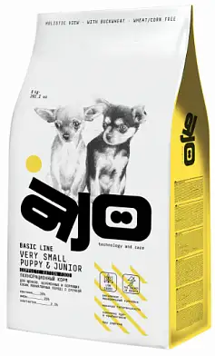 AJO Very Small Puppy & Junior сухой корм для щенков мелких и миниатюрных пород с индейкой и гречкой